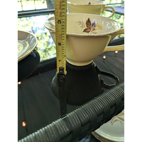 Taylor Smith & T Leaf O'Gold Vtg Footed Cup & Saucer set of 2 Yellow MapleLeaf - Picture 14 of 15